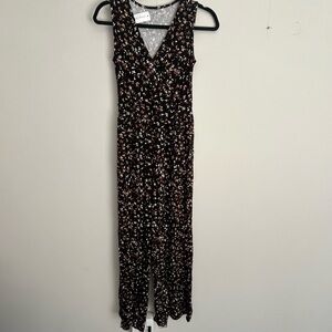 Market & Spruce Black and Brown Floral Jumpsuit